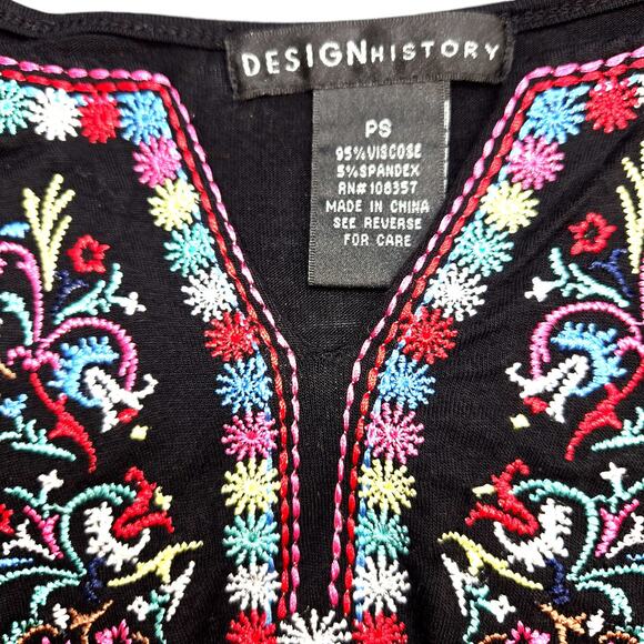 Design History PS SP Embordered Women's Maxi BOHO Sun Dress Petites Size 4P 6P - Picture 2 of 4